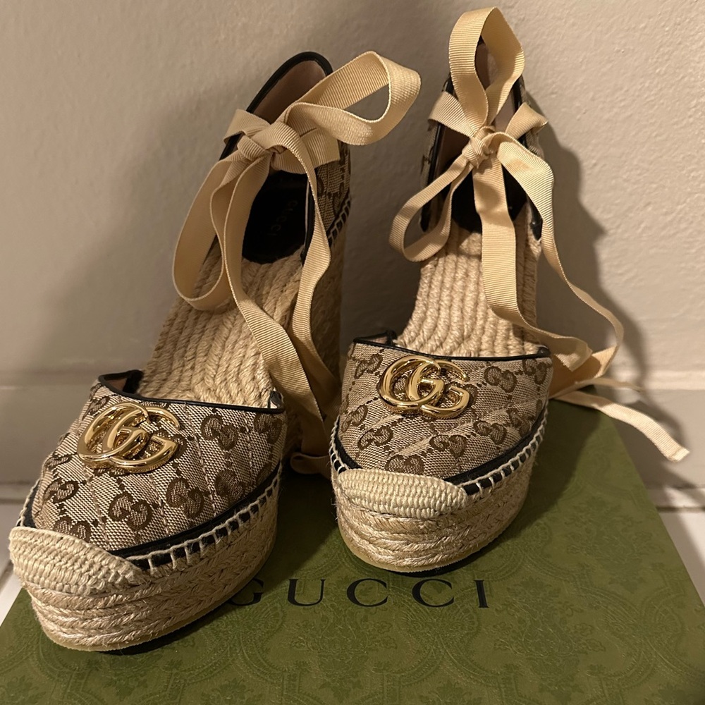 Authentic Gucciggmatelass Platform Espadrille, Us… - image 1